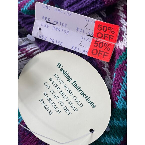 Vintage 90s Classic New England Sweater Size Large Geometric Knit Deadstock NEW - Picture 4 of 6
